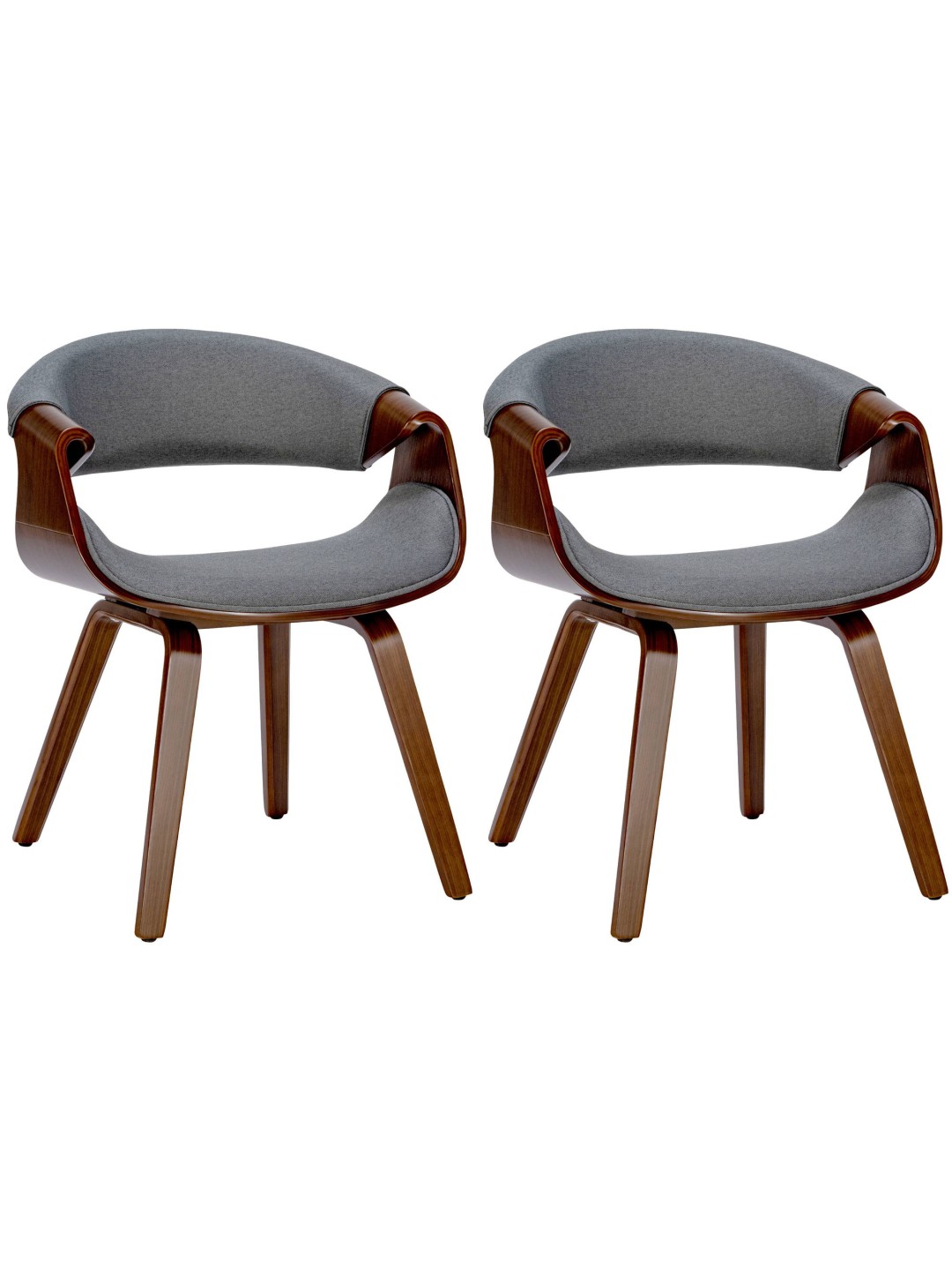 Set 2 scaune de sufragerie Foley Fabric, nuc/gri