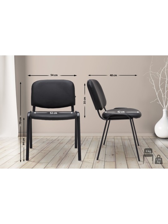 Scaun vizitator Ken imitatie de piele, negru