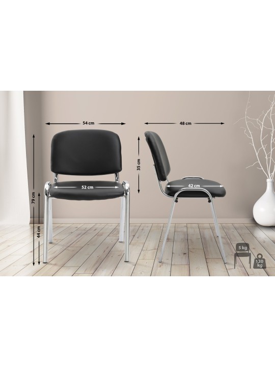 Scaun vizitator Ken C imitatie piele, negru