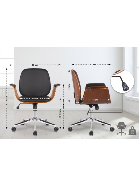 Scaun de birou Kemberg piele artificiala, nuc/negru