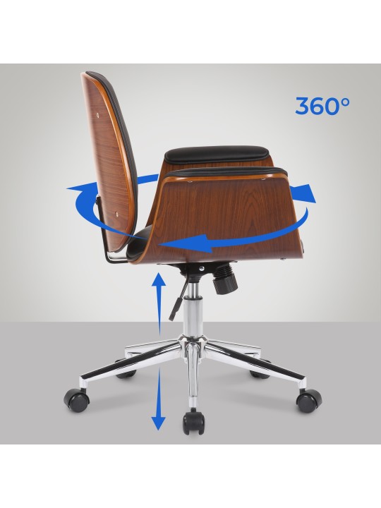 Scaun de birou Kemberg piele artificiala, nuc/negru