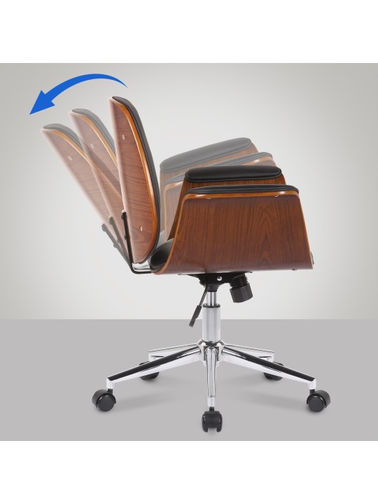 Scaun de birou Kemberg piele artificiala, nuc/negru