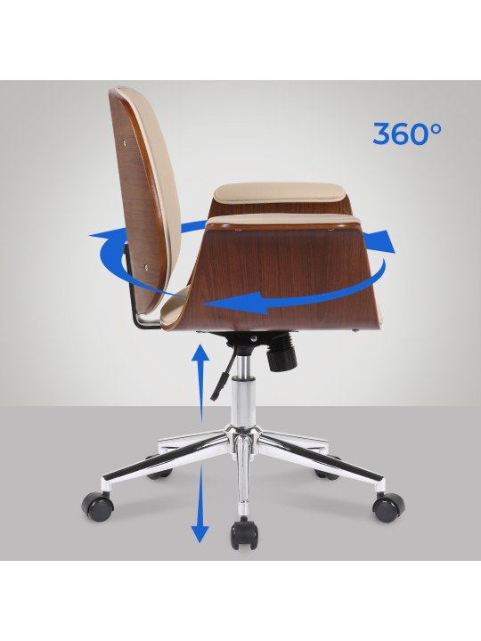 Scaun de birou Kemberg piele artificiala, nuc/crem