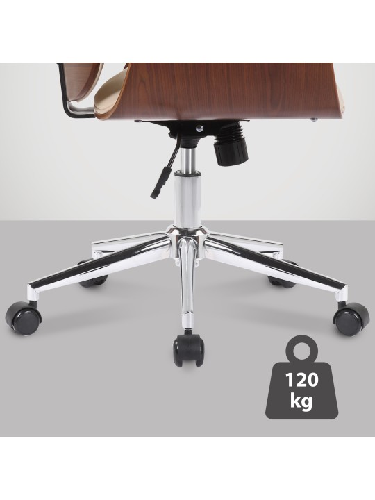 Scaun de birou Kemberg piele artificiala, nuc/crem