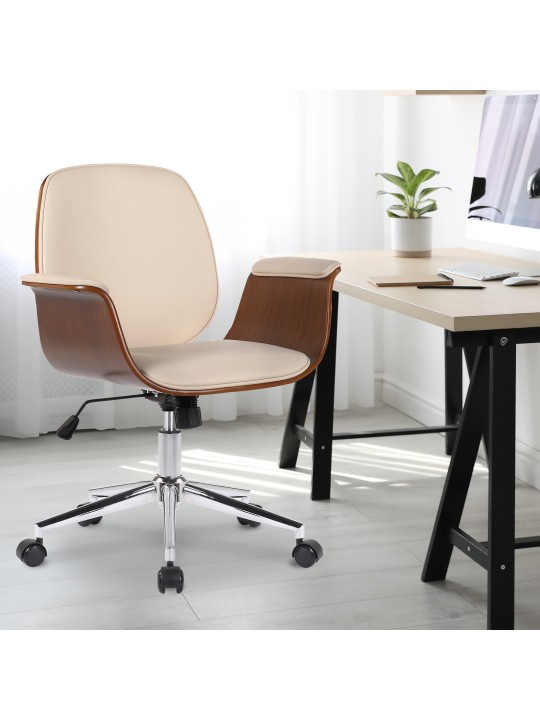 Scaun de birou Kemberg piele artificiala, nuc/crem
