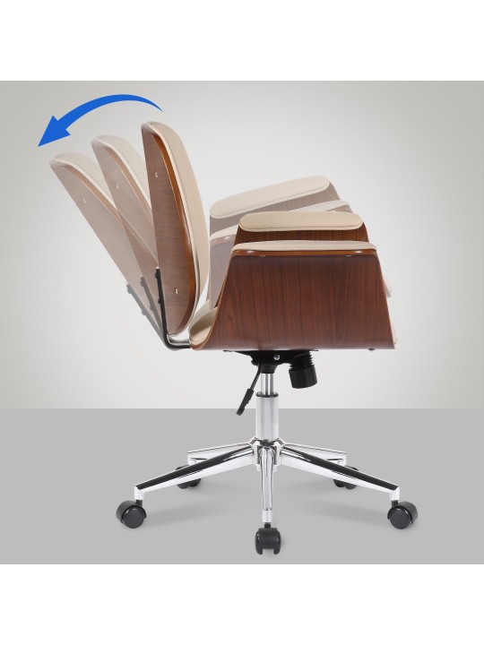Scaun de birou Kemberg piele artificiala, nuc/crem