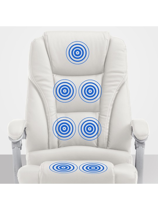 Scaun de birou Pacific cu functie de masaj V2, alb