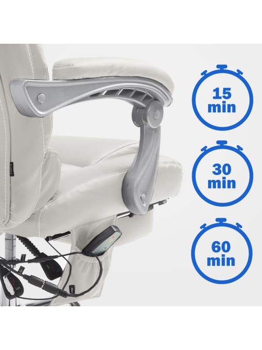 Scaun de birou Pacific cu functie de masaj V2, alb