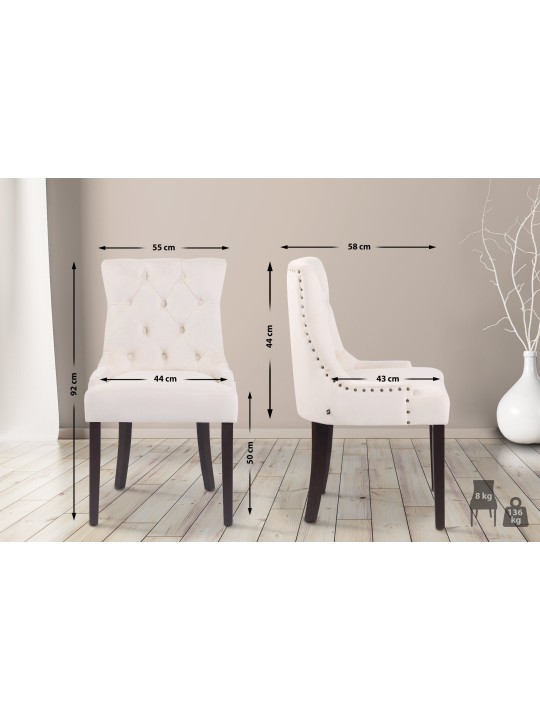 Set 4 scaune de sufragerie Aberdeen catifea antic, crem