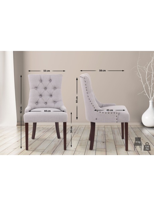 Set 2 scaune de sufragerie Aberdeen stofa antic, gri