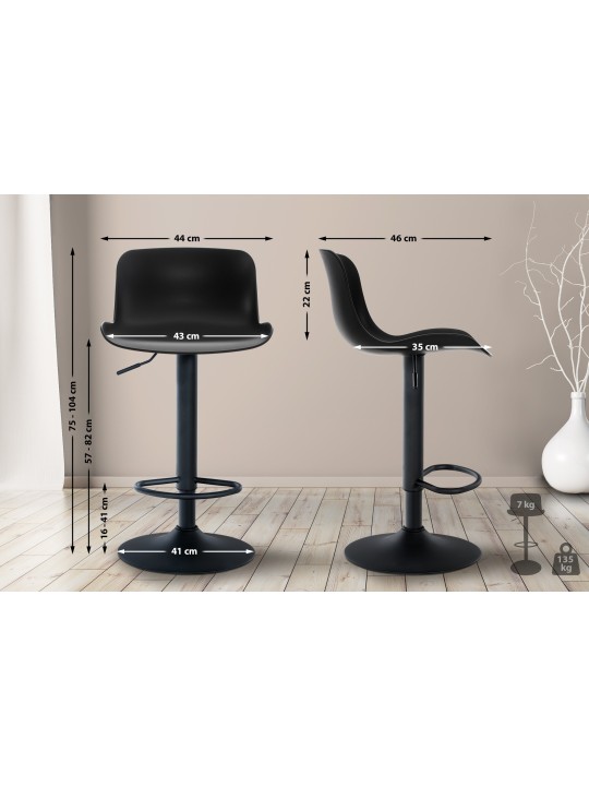 Scaun de bar Almada, negru