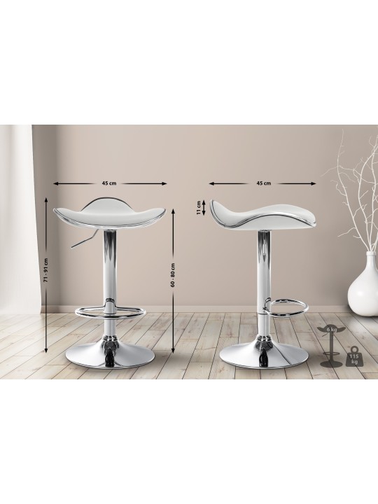 Scaun de bar Shanghai imitatie de piele C, alb