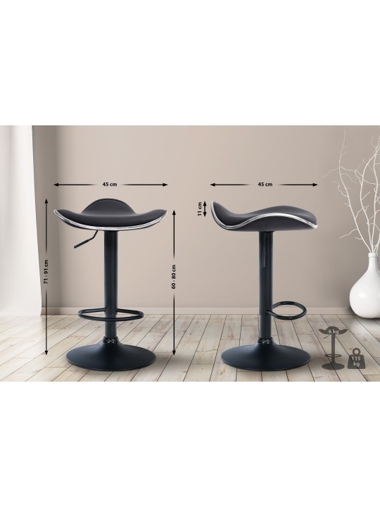 Scaun de bar Shanghai piele artificiala, negru