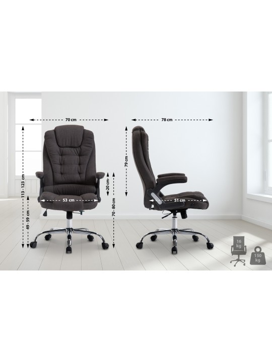 Scaun de birou stofa Thor, gri închis