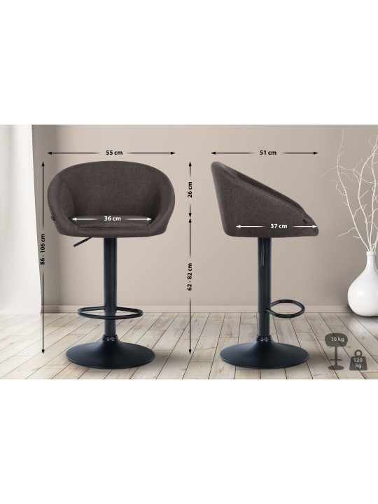 Scaun de bar țesătură Davie, gri închis Scaun de bar țesătură Davie, gri închis