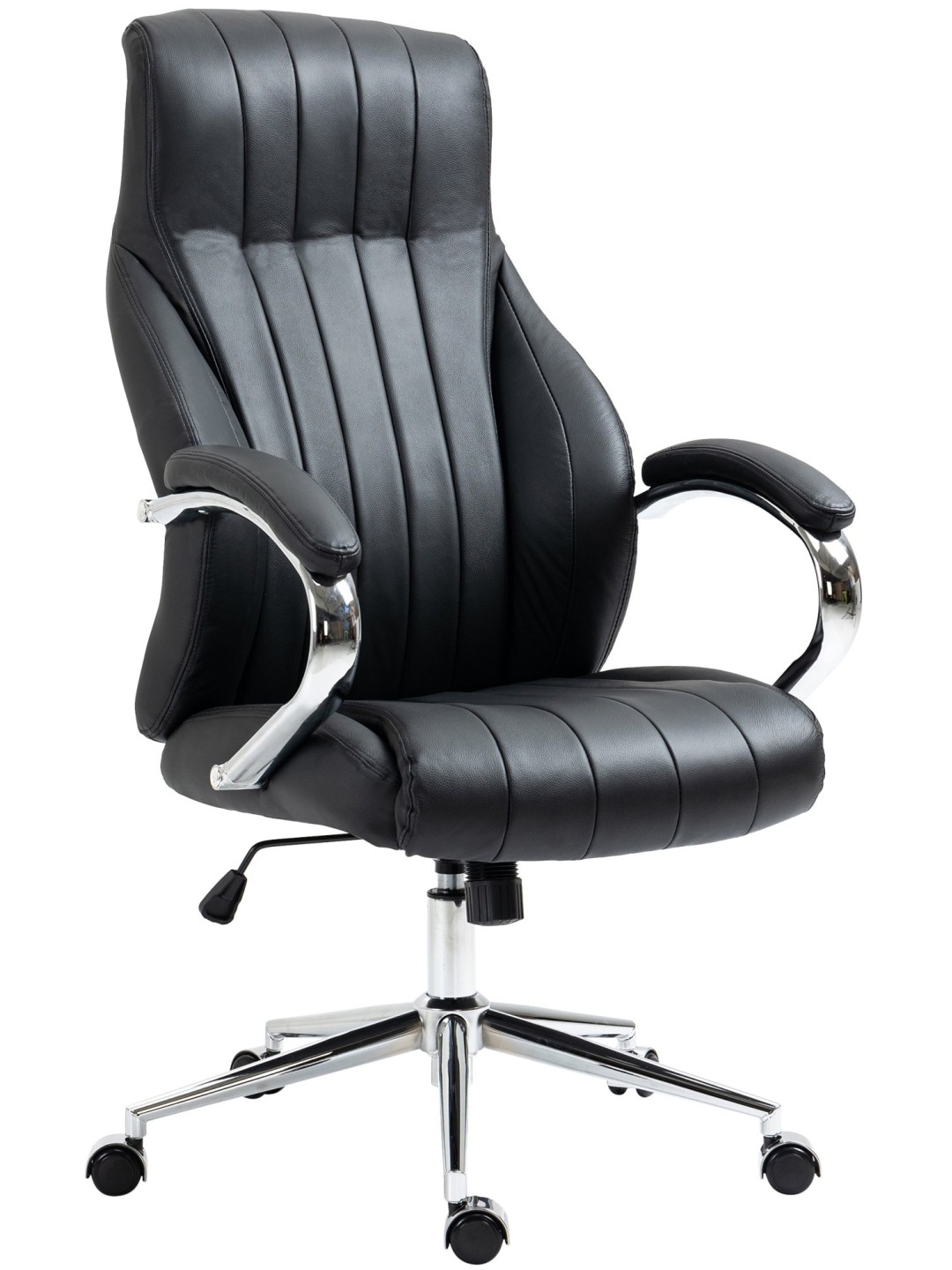 Scaun de birou din piele naturala Wigan, negru