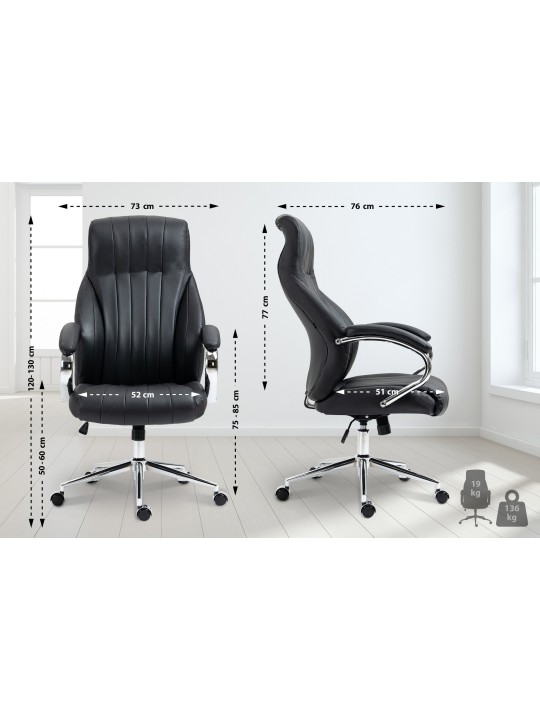 Scaun de birou din piele naturala Wigan, negru Scaun de birou din piele naturala Wigan, negru