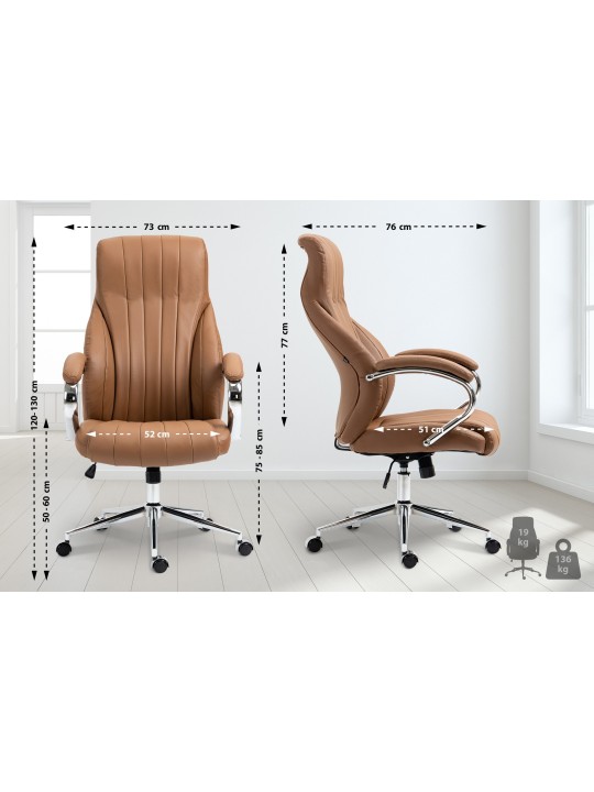 Scaun de birou Wigan piele naturala, maro deschis