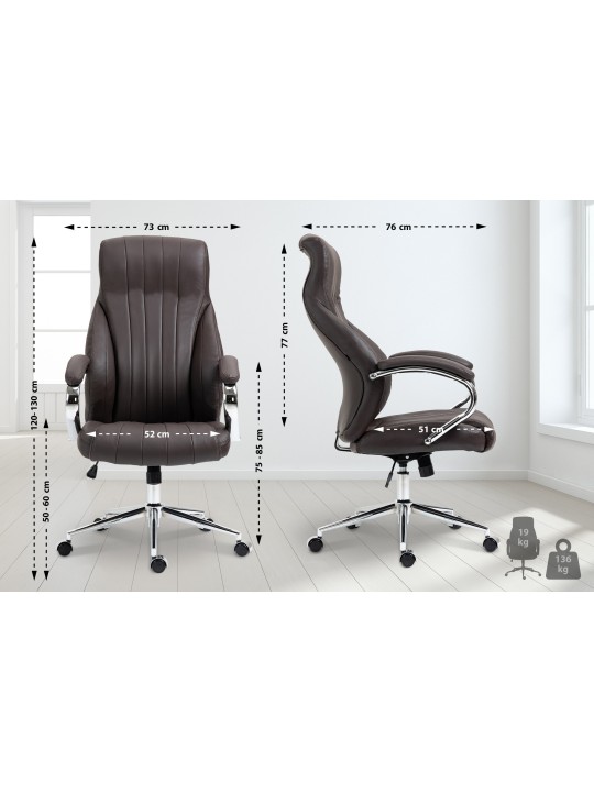 Scaun de birou Wigan piele naturala, maro