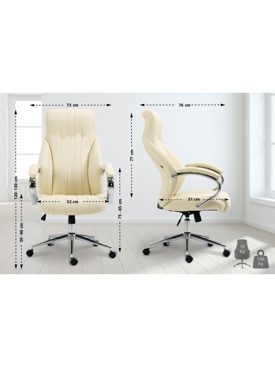 Scaun de birou Wigan piele naturala, crem