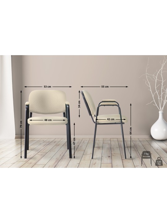 Scaun vizitator Ken PRO material, crem