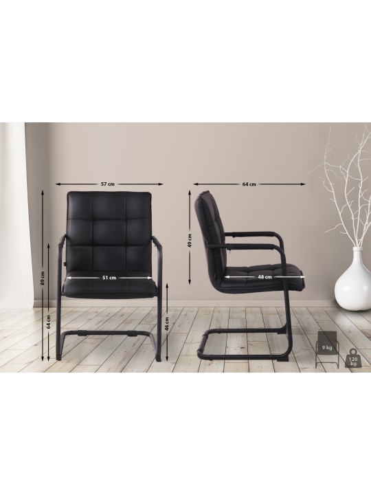 Scaun vizitator Gandia piele artificiala, negru