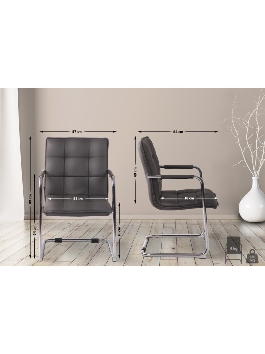 Scaun vizitator Gandia imitatie piele crom, gri Scaun vizitator Gandia imitatie piele crom, gri