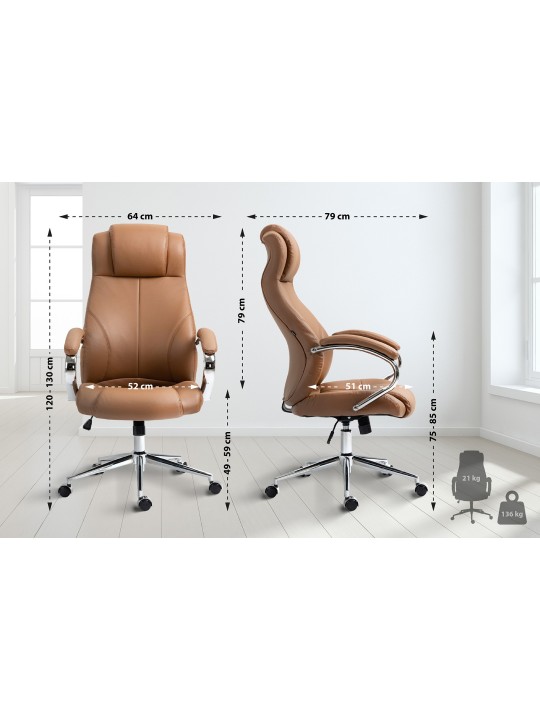 Scaun de birou Salford piele naturala, maro deschis