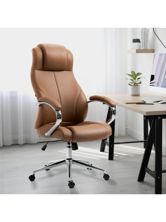 Scaun de birou Salford piele naturala, maro deschis