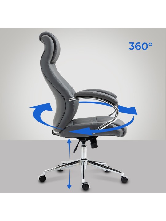 Scaun de birou Salford piele naturala, gri