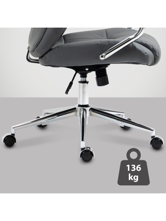 Scaun de birou Salford piele naturala, gri