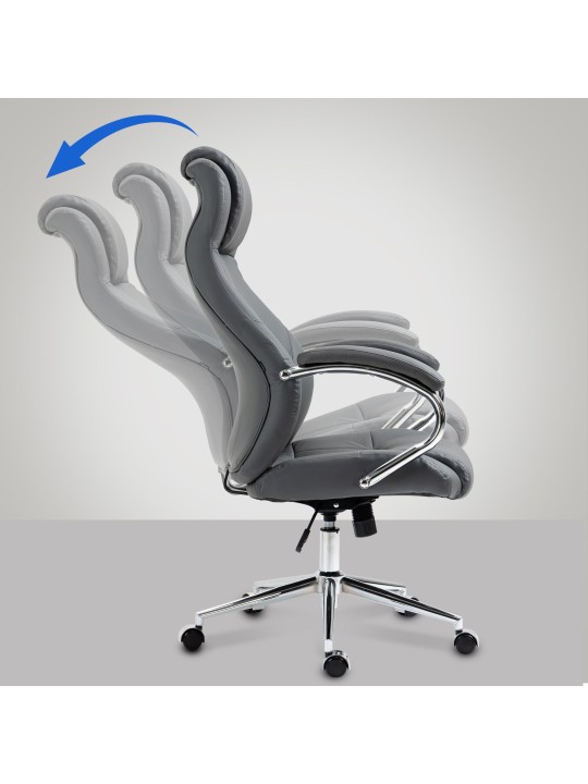 Scaun de birou Salford piele naturala, gri