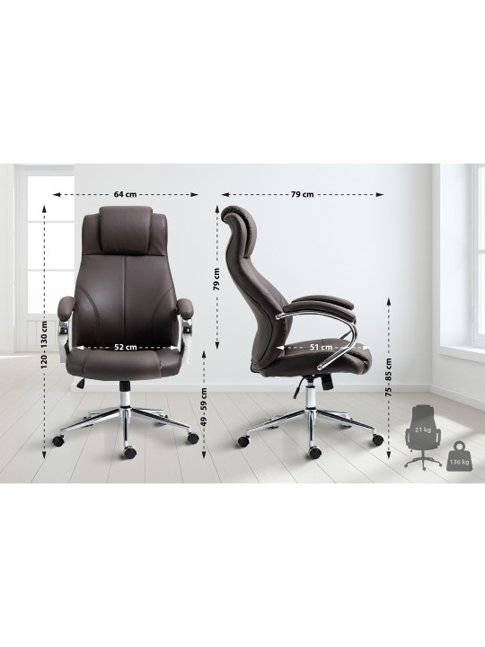 Scaun de birou Salford piele naturala, maro