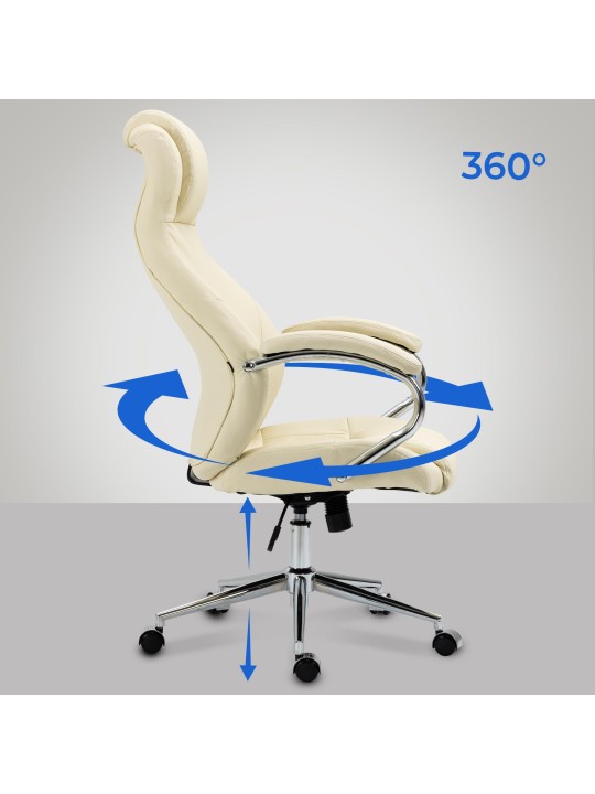 Scaun de birou Salford piele naturala, crem