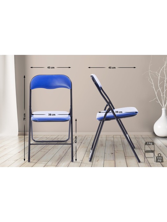 Scaun pliant Felix, albastru/negru