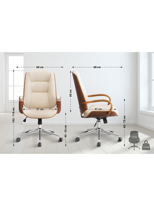 Scaun de birou Yankton, nuc/crem