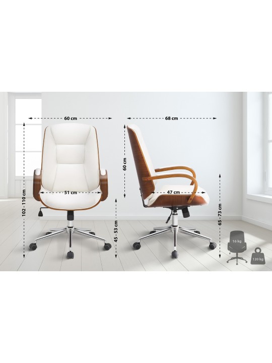 Scaun de birou Yankton, nuc/alb