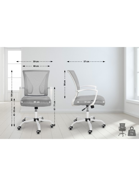 Scaun de birou Tracy W, gri deschis