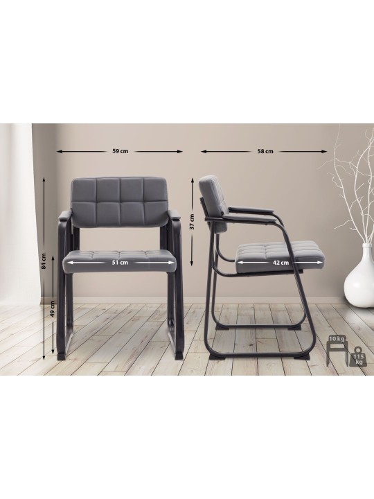 Scaun vizitator Canada B imitatie piele, gri