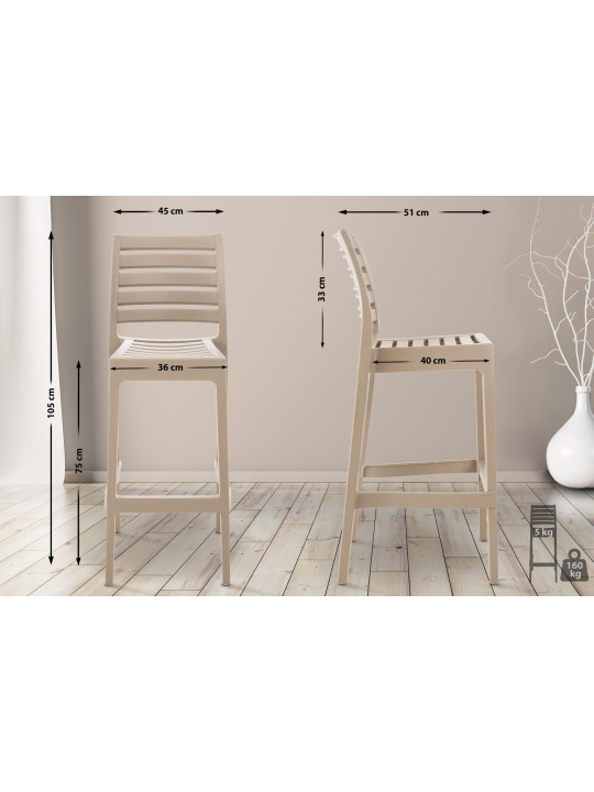 Scaun de bar Ares, culoarea noroiului