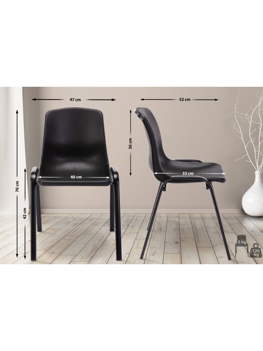 Scaun stivuitor Nowra plastic, negru