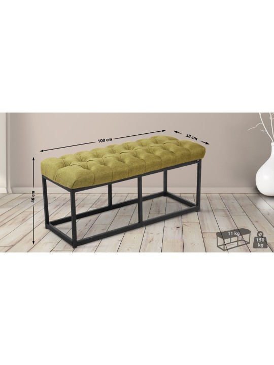 Bancă țesătură Amun 100 cm, verde