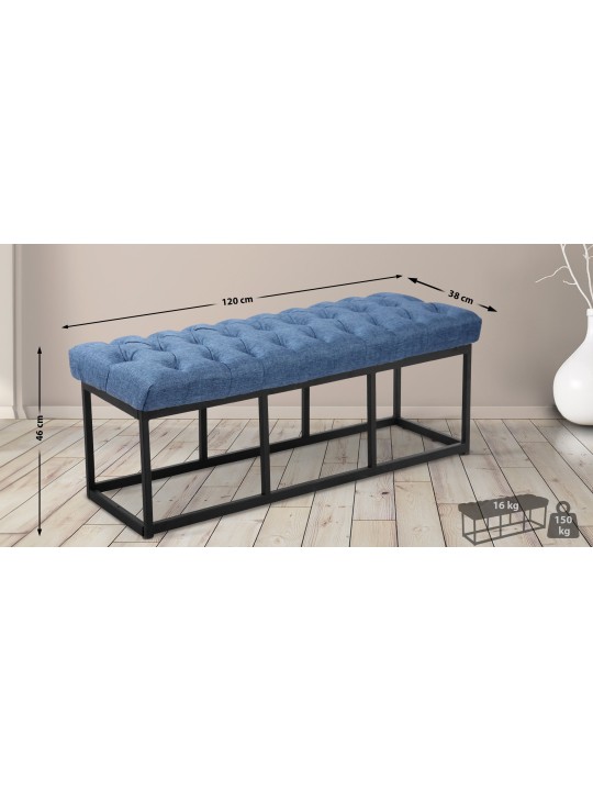 Bancă țesătură Amun 120 cm, albastru Bancă țesătură Amun 120 cm, albastru