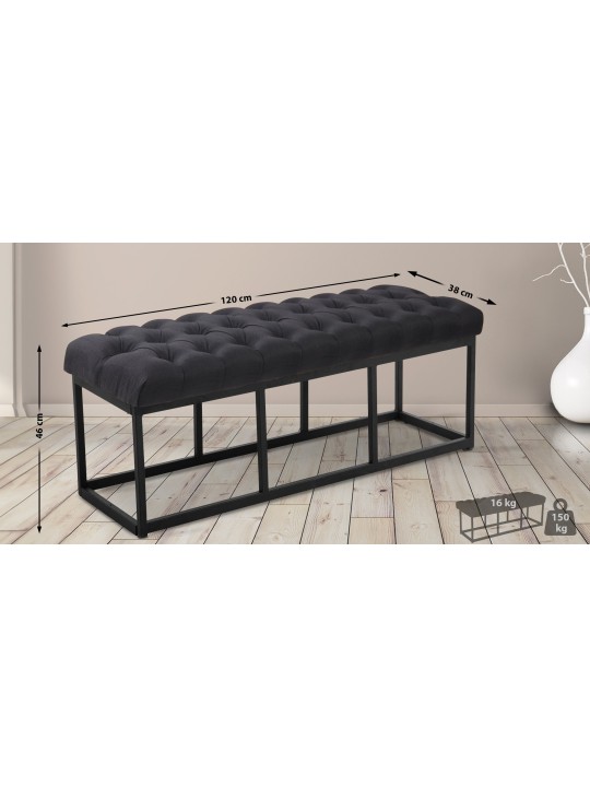 Bancă țesătură Amun 120 cm, negru