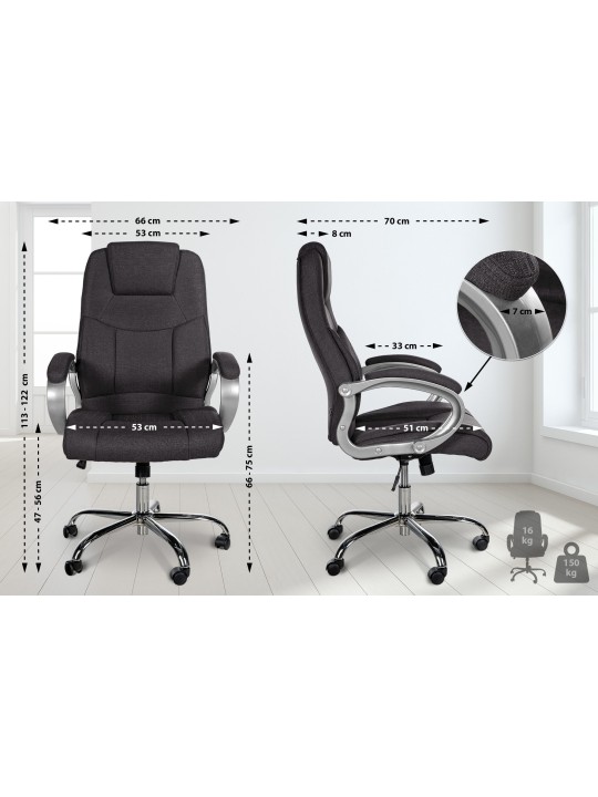 Scaun de birou BIG Apollo stofa, gri închis