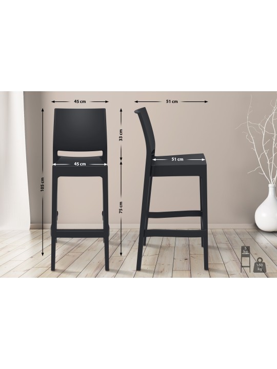 Scaun de bar Maya, negru
