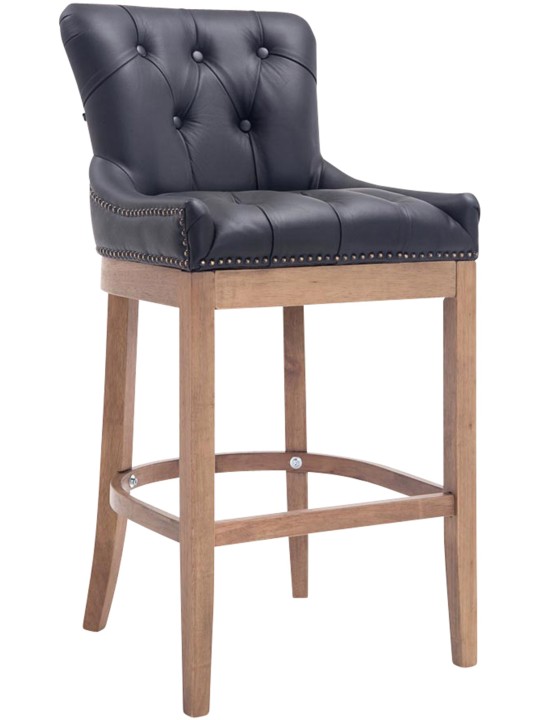 Scaun de bar Lakewood piele naturala, lumina antica, negru
