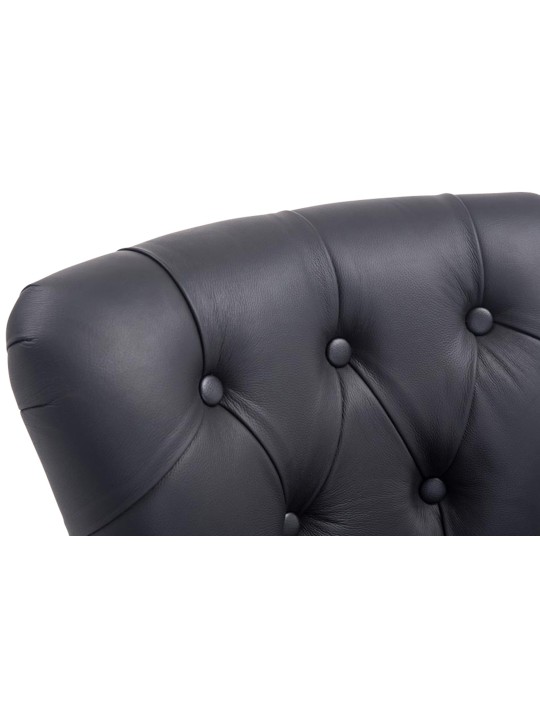 Scaun de bar Lakewood piele naturala, lumina antica, negru