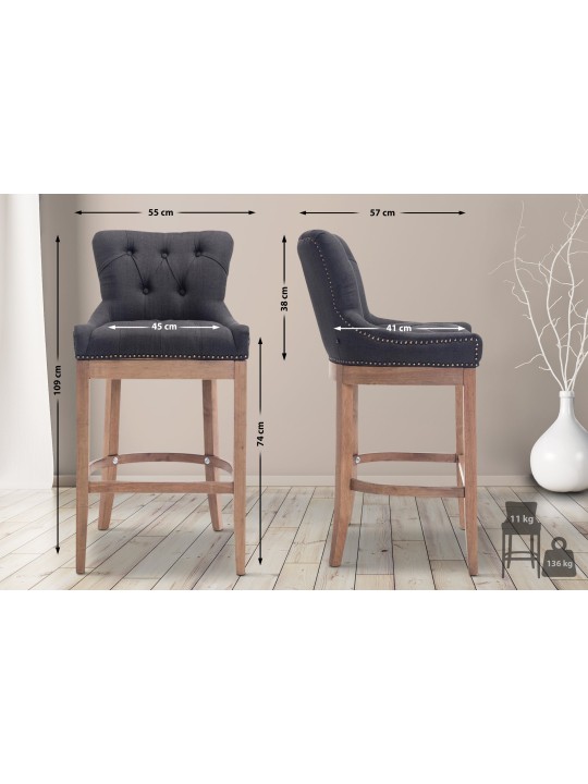 Scaun de bar tesatura Lakewood, lumina antica, gri închis