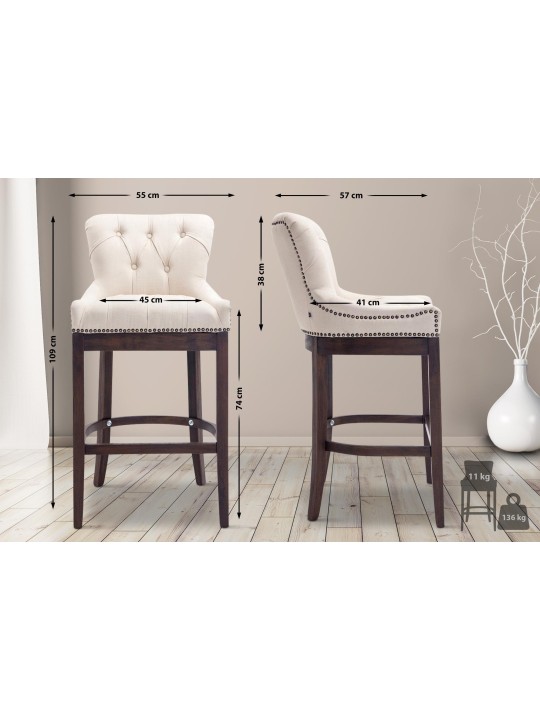 Taburet de bar Tesatura Lakewood, antic, crem